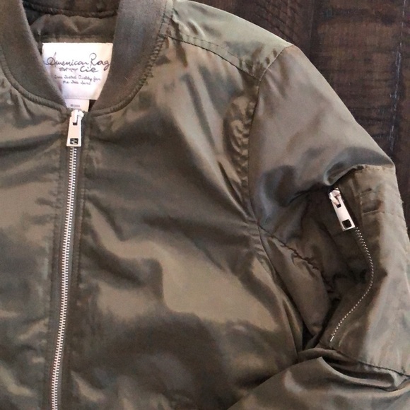 American Rag M Flight Bomber Jacket Zip Up Punk Old School Green Grunge NWOT - Picture 16 of 16